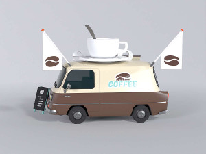 Foodtruck Coffee Low Poly Model 3D