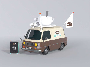 Foodtruck Coffee Low Poly Model 3D