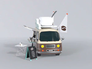 Foodtruck Coffee Low Poly 3D Model