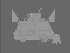 Foodtruck Coffee Low Poly Model 3D
