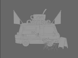 Foodtruck Coffee Low Poly 3D Model