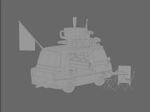 Foodtruck Coffee Low Poly 3D Model