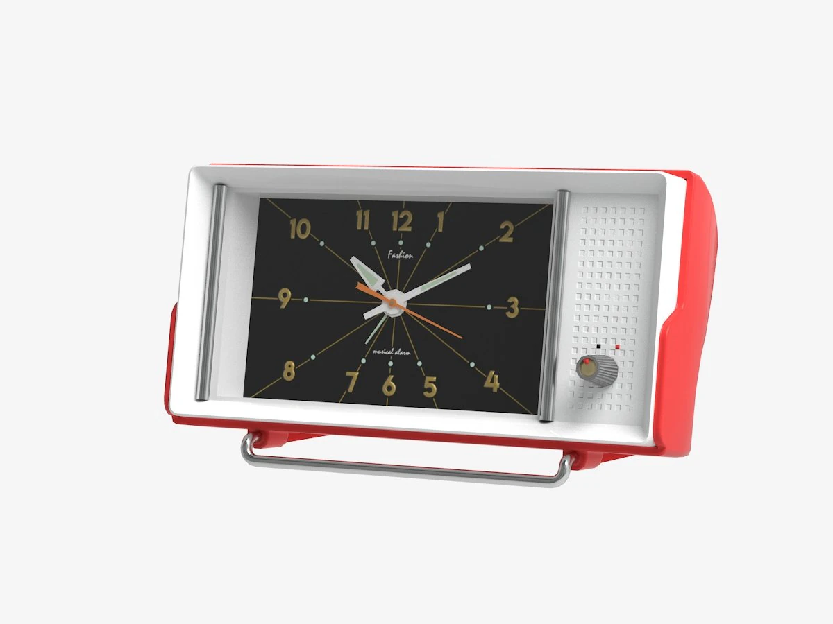 Alarm clock 60s red 3D Model .c4d .max .obj .3ds .fbx .stl .blend 