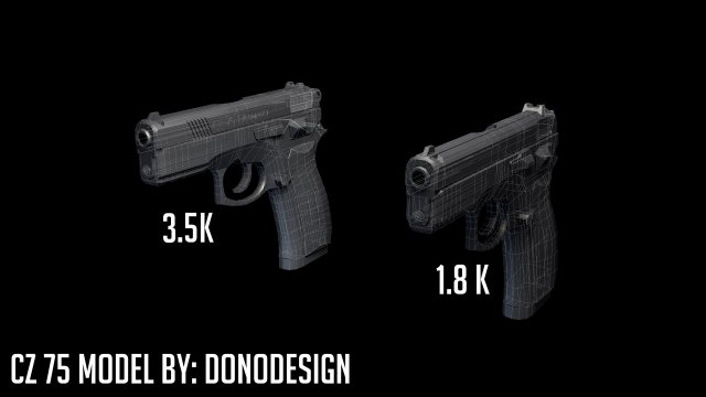 cz75 d compact 3D Model .c4d .max .obj .3ds .fbx .stl .blend 