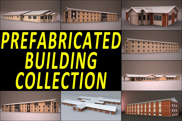 prefabricated building collection 3D Model .c4d .max .obj .3ds .fbx .stl .blend 