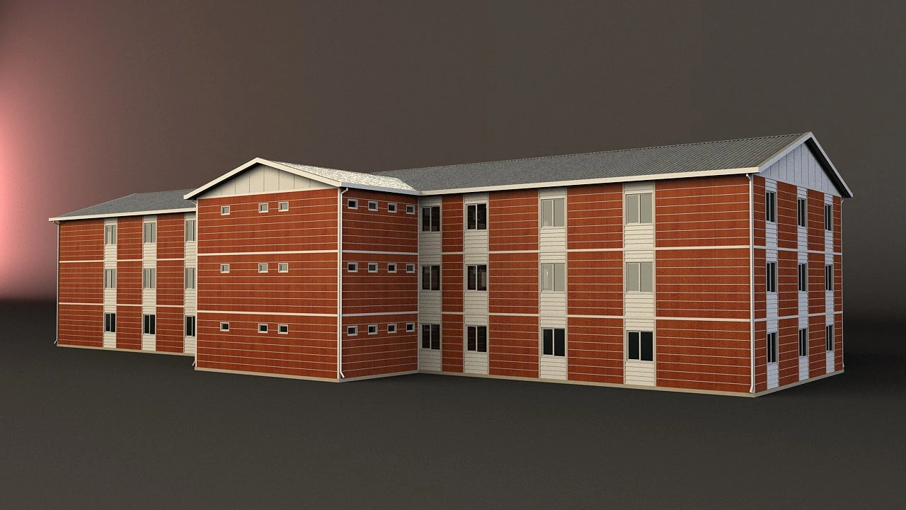 prefabricated building 1 3D Model .c4d .max .obj .3ds .fbx .stl .blend 
