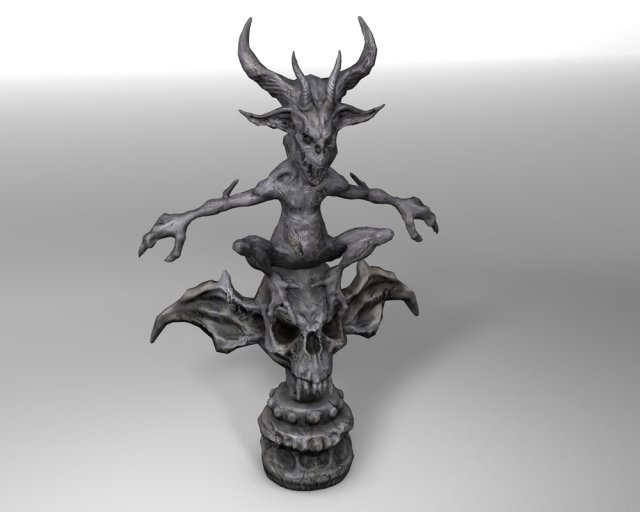 gargoyle with skull base 3D Модель .c4d .max .obj .3ds .fbx .stl .blend 