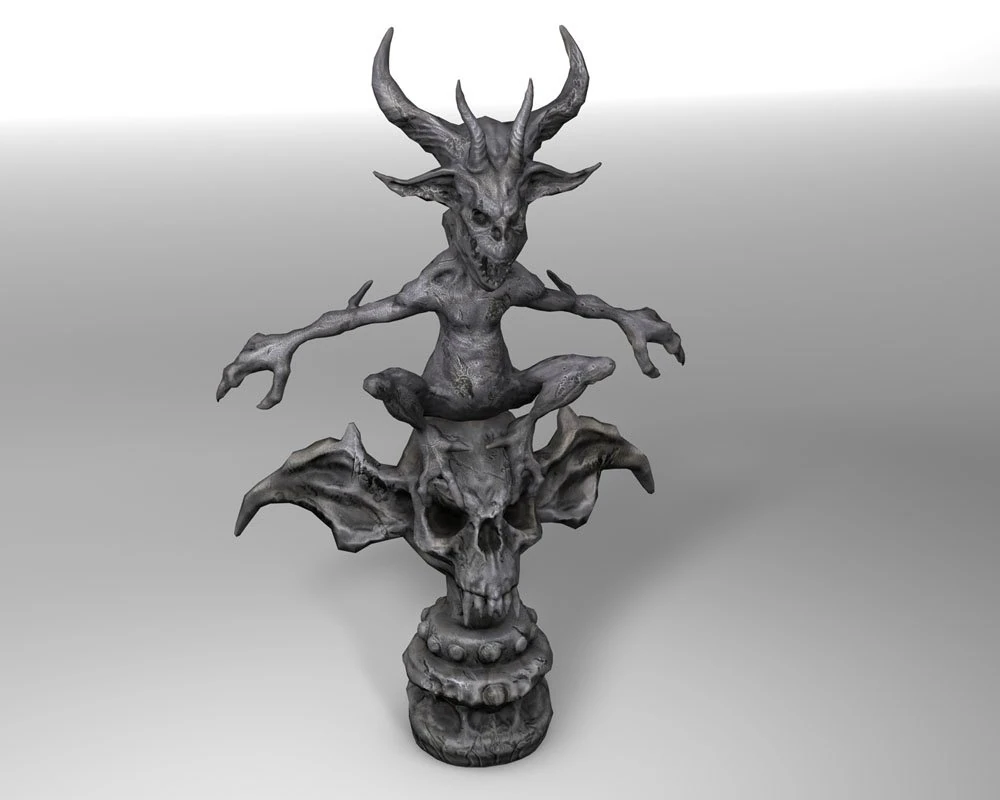 gargoyle with skull base 3D Model .c4d .max .obj .3ds .fbx .stl .blend 