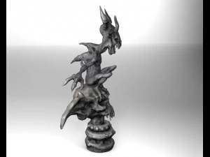 gargoyle with skull base 3D Model