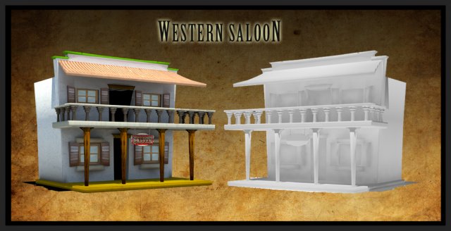 western saloon 3D Model .c4d .max .obj .3ds .fbx .stl .blend 