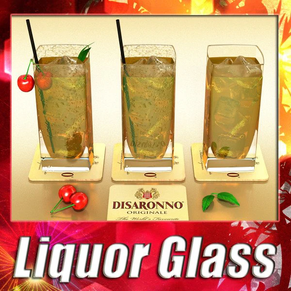 photorealistic and high detailed liquor glass 3D Model .c4d .max .obj .3ds .fbx .stl .blend 