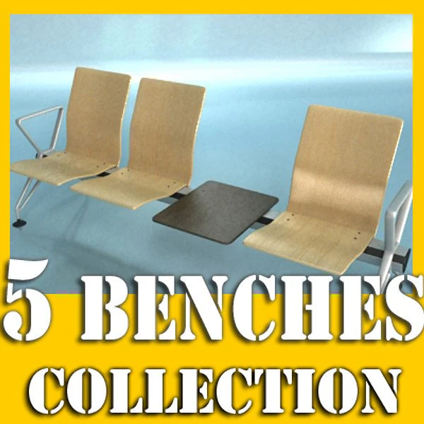 connected seats waiting room 3D Model .c4d .max .obj .3ds .fbx .stl .blend 