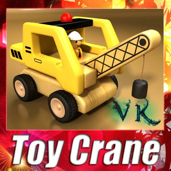 wooden toy crane 3D Model .c4d .max .obj .3ds .fbx .stl .blend 