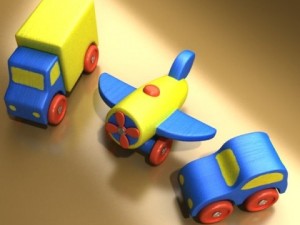wooden toy car truck  plane 3D Модель