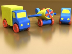 wooden toy car truck  plane 3D Модель