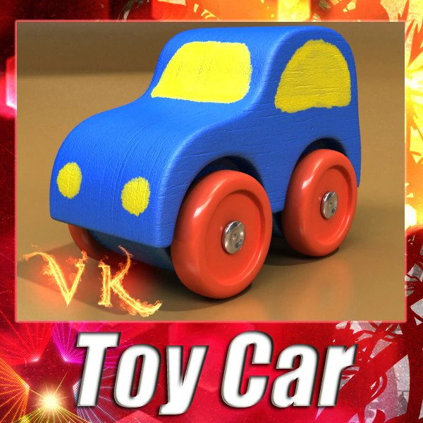wooden toy car 3D Model .c4d .max .obj .3ds .fbx .stl .blend 