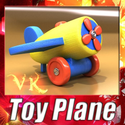 wooden toy plane 3D Модель .c4d .max .obj .3ds .fbx .stl .blend 