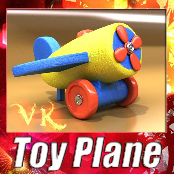 wooden toy plane 3D Model .c4d .max .obj .3ds .fbx .stl .blend