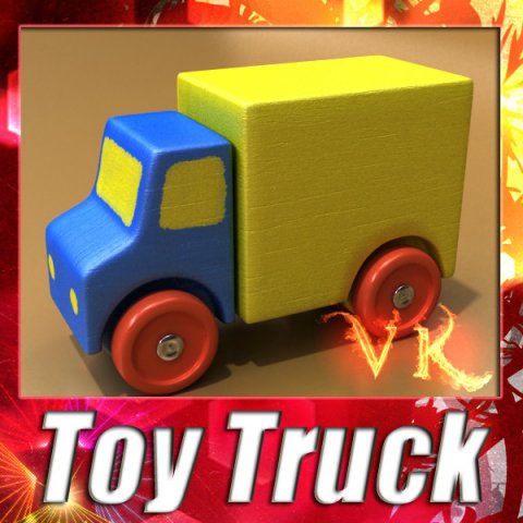 3d model of a wooden toy truck 3D Model .c4d .max .obj .3ds .fbx .stl .blend 