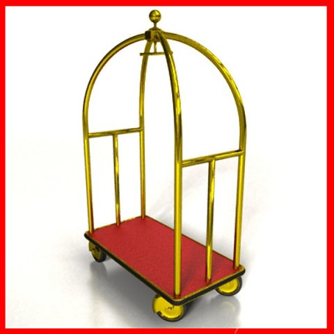 hotel luggage cart high detail realistic 3D Model .c4d .max .obj .3ds .fbx .stl .blend 