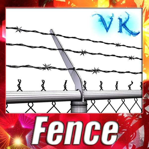chainlink fence barbed wire high detail 3D Model .c4d .max .obj .3ds .fbx .stl .blend 