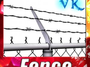 chainlink fence barbed wire high detail Modelo 3D