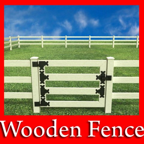 wooden fence high detail Modelo 3D .c4d .max .obj .3ds .fbx .stl .blend 