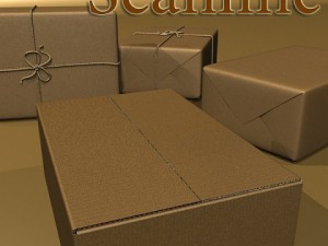 cardboard box wrapped in brown paper Modelo 3D