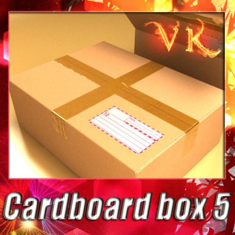 cardboard box with tape  mailing label 3D-Modell .c4d .max .obj .3ds .fbx .stl .blend 
