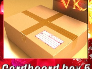 cardboard box with tape  mailing label 3D Model