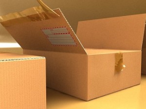 cardboard box with tape  mailing label 3D-Modell