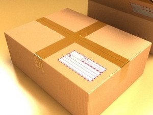 cardboard box with tape  mailing label 3D-Modell