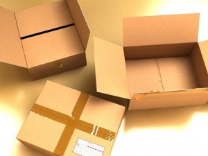 cardboard box with tape  mailing label 3D-Modell