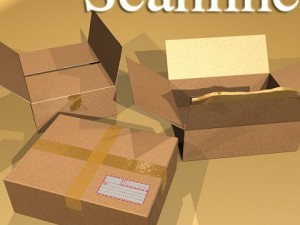 cardboard box with tape  mailing label 3D-Modell
