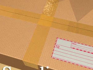 cardboard box with tape  mailing label 3D-Modell