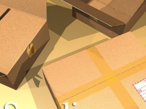 cardboard box with tape  mailing label 3D-Modell
