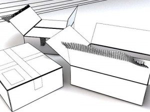 cardboard box with tape  mailing label 3D-Modell