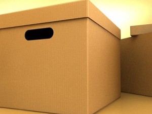 photorealistic cardboard banker box high res 3D Model