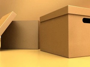 photorealistic cardboard banker box high res 3D Model