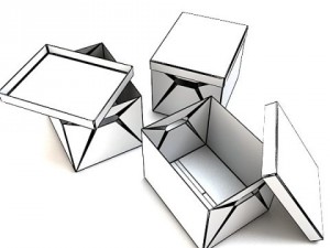 photorealistic cardboard banker box high res 3D Model