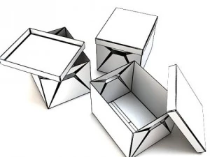 photorealistic cardboard banker box high res 3D Model