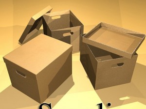 photorealistic cardboard banker box high res 3D Model