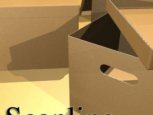 photorealistic cardboard banker box high res 3D Model