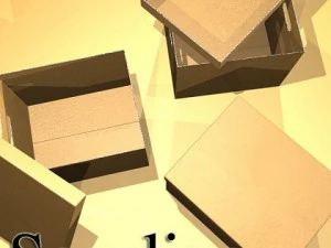 photorealistic cardboard banker box high res 3D Model