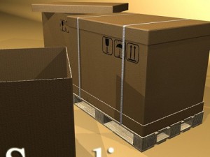 photorealistic cardboard box  pallet high res Modèle 3D