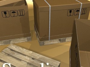 photorealistic cardboard box  pallet high res Modèle 3D
