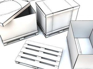 photorealistic cardboard box  pallet high res Modèle 3D