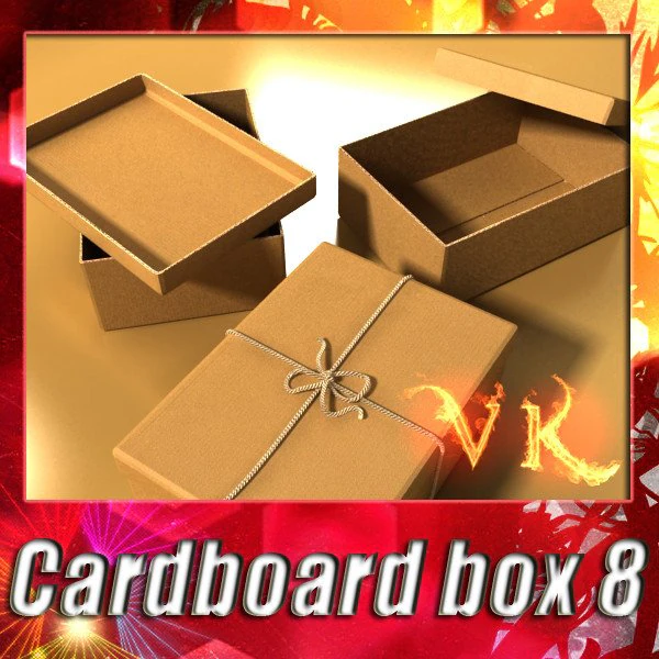 photorealistic cardboard box  rope high res 3D Model .c4d .max .obj .3ds .fbx .stl .blend 