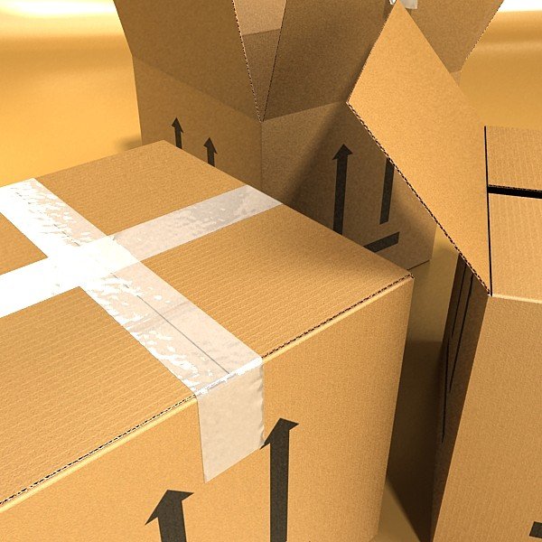 Картонная 2. Cardboard Box 3d model. Hi Box. Seki cartons.