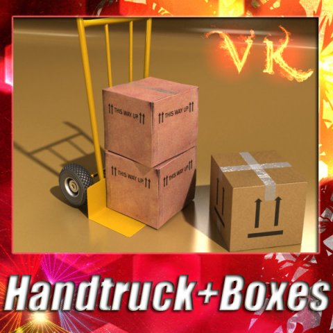 hand truck  cartons high res 3D-Modell .c4d .max .obj .3ds .fbx .stl .blend 